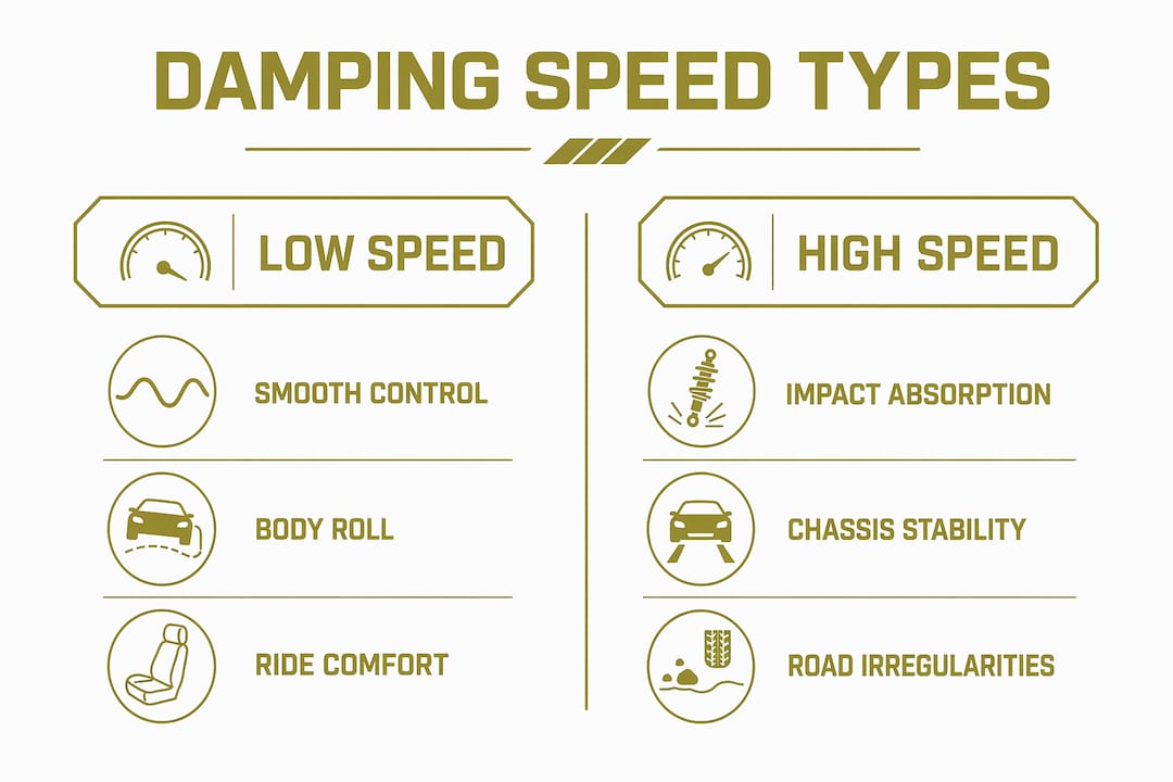 Infographic comparing low-speed and high-speed damping differences
