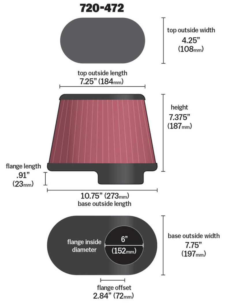 Air Filters - Universal Fit AIR720-472 Airaid
