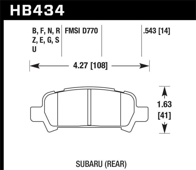 Brake Pads - Performance HAWKHB434Z.543 Hawk