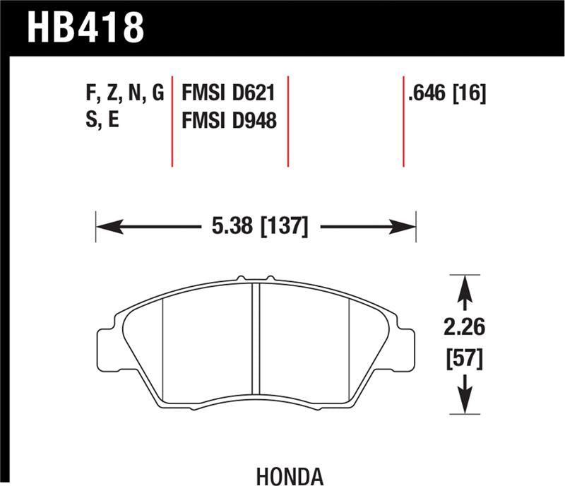 Brake Pads - Performance HAWKHB418F.646 Hawk
