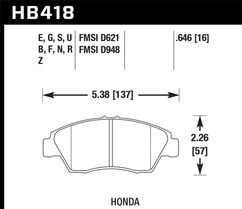 Brake Pads - Performance HAWKHB418Z.646 Hawk