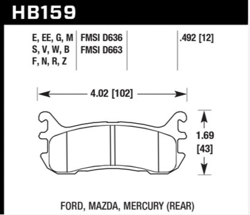 Brake Pads - Racing HAWKHB159D.492 Hawk Performance
