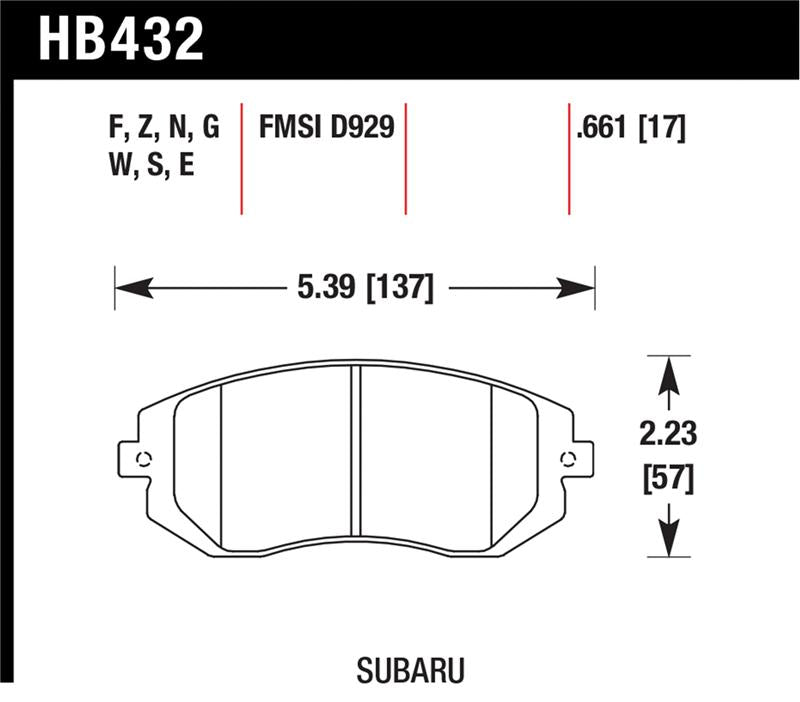 Brake Pads - Racing HAWKHB432G.661 Hawk Performance