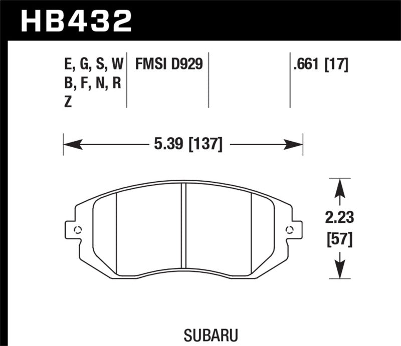 Brake Pads - Racing HAWKHB432G.661 Hawk Performance