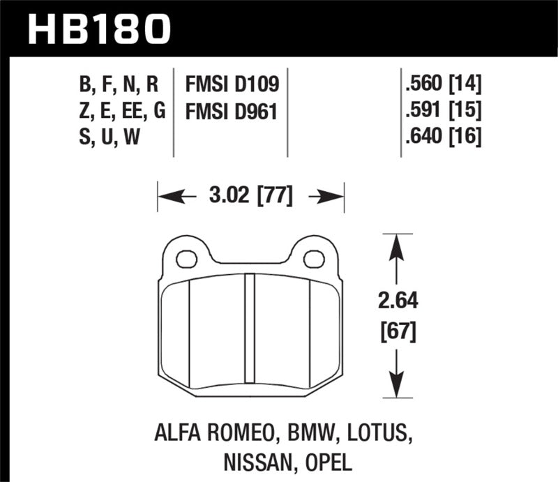 Brake Pads - Performance HAWKHB180Z.560 Hawk