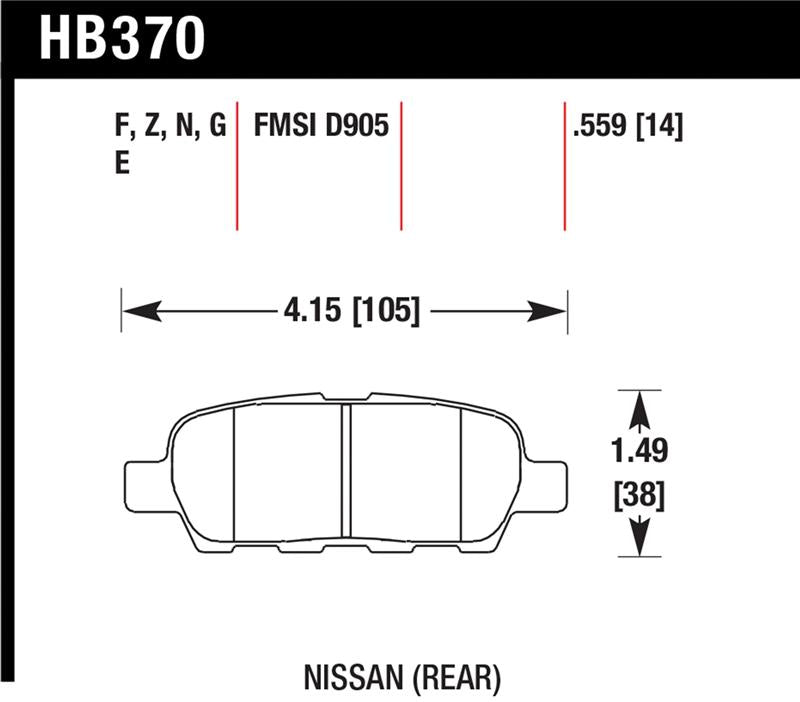 Brake Pads - Racing HAWKHB370G.559 Hawk Performance