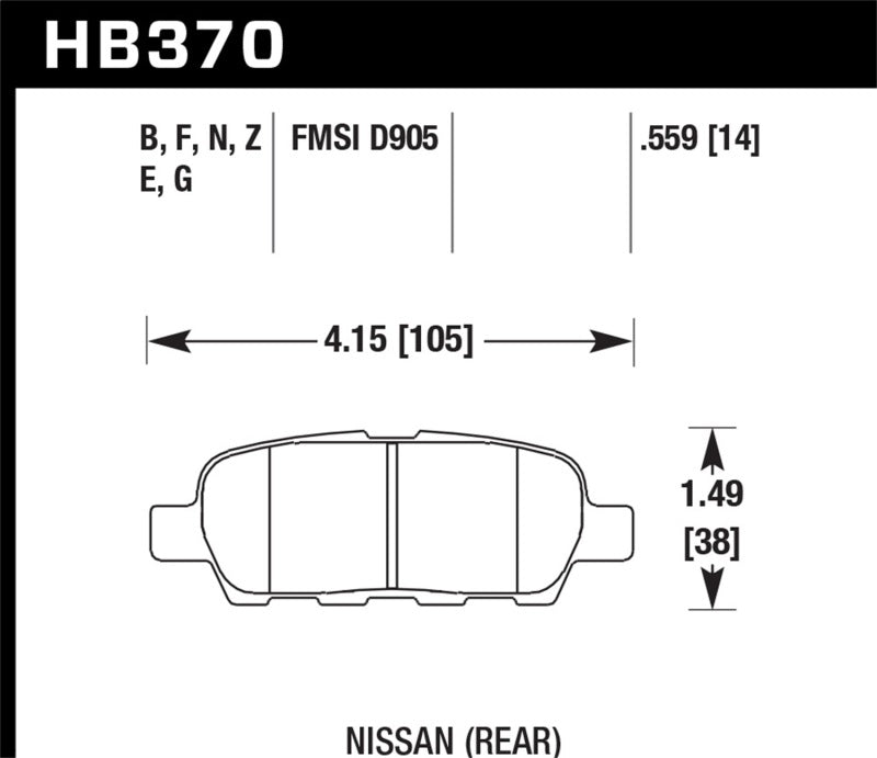 Brake Pads - Racing HAWKHB370G.559 Hawk Performance