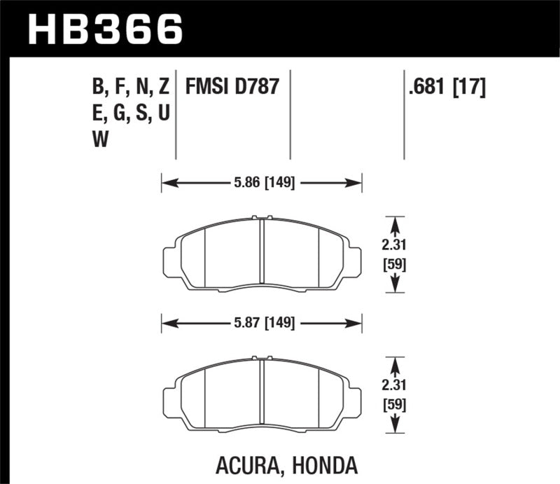 Brake Pads - Performance HAWKHB366N.681 Hawk
