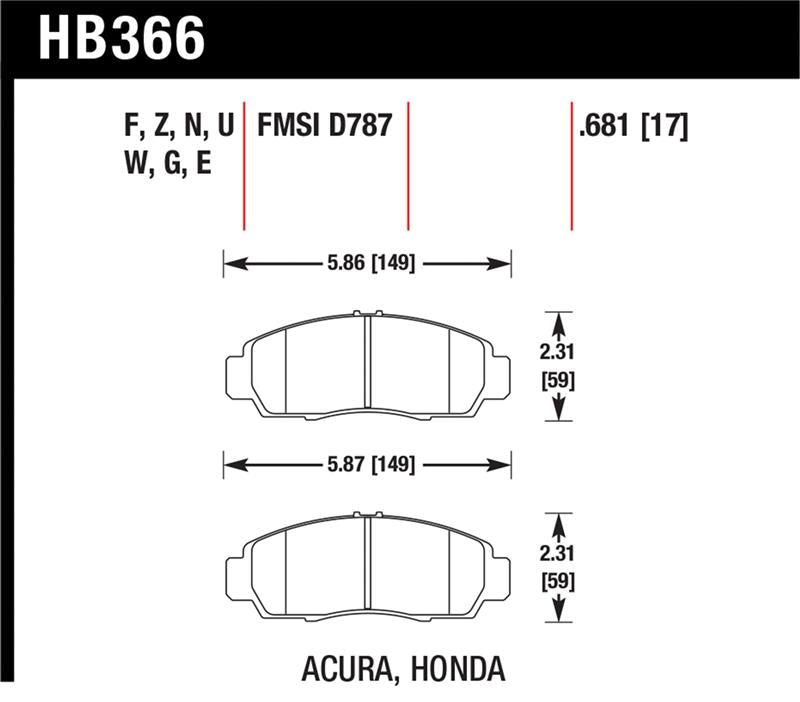 Brake Pads - Performance HAWKHB366N.681 Hawk