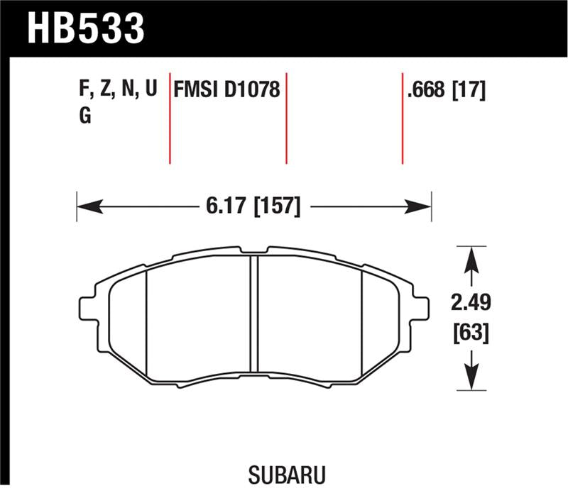 Brake Pads - Racing HAWKHB533G.668 Hawk Performance