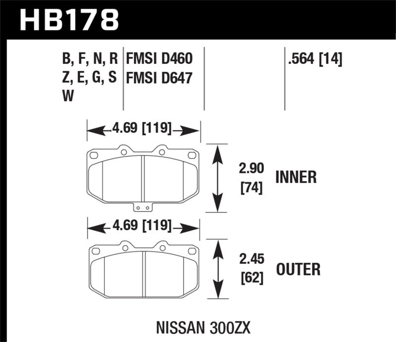 Brake Pads - Racing HAWKHB178E.564 Hawk Performance