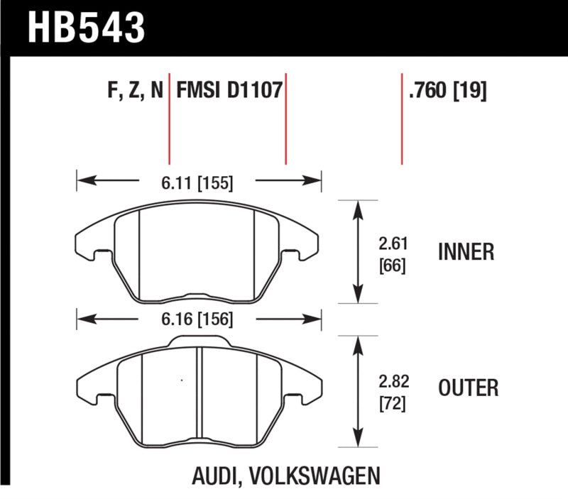 Brake Pads - Racing HAWKHB543D.760 Hawk Performance