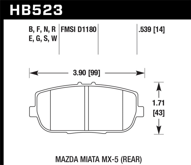Brake Pads - Racing HAWKHB523S.539 Hawk Performance