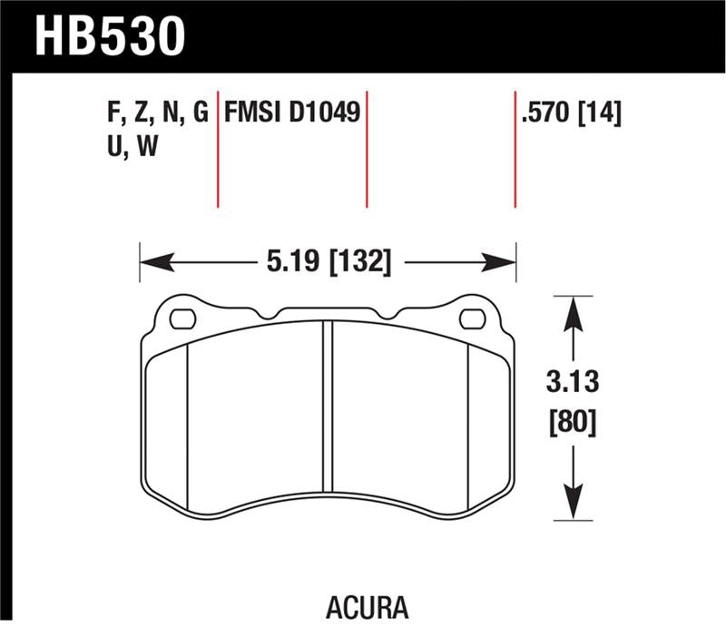 Brake Pads - Racing HAWKHB530W.570 Hawk Performance