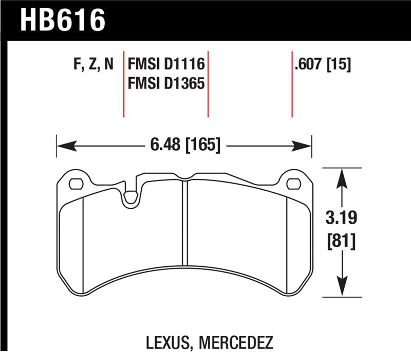 Brake Pads - Racing HAWKHB616G.607 Hawk Performance