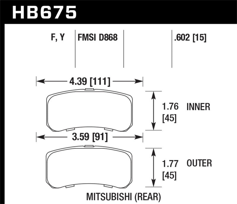Brake Pads - OE HAWKHB675Y.602 Hawk Performance