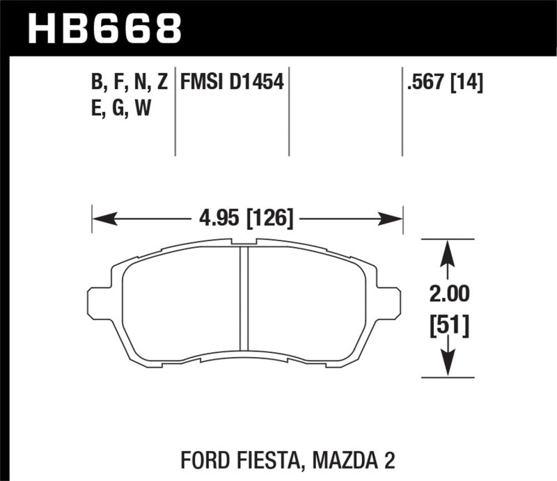 Brake Pads - Racing HAWKHB668D.567 Hawk Performance