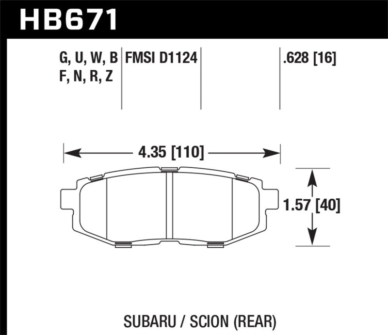 Brake Pads - Performance HAWKHB671F.628 Hawk
