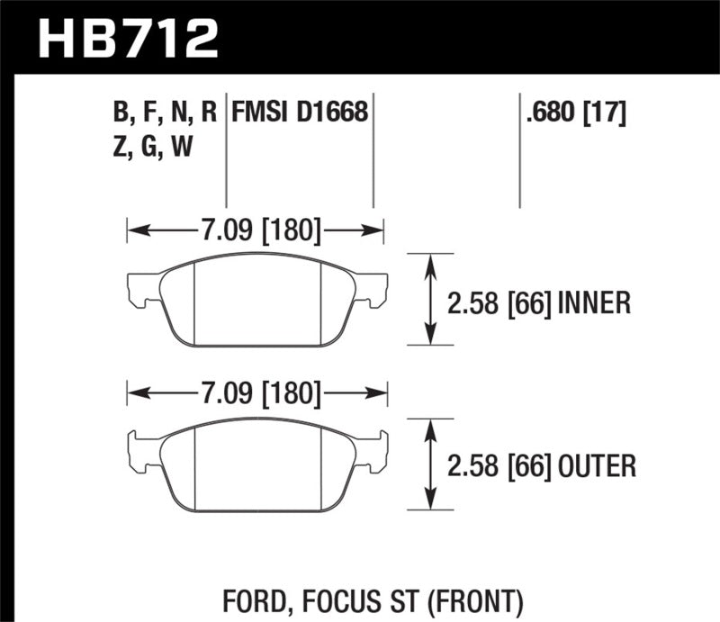 Brake Pads - Racing HAWKHB712D.680 Hawk Performance