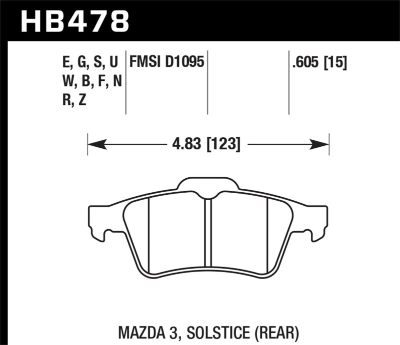 Brake Pads - Racing HAWKHB478G.605 Hawk Performance
