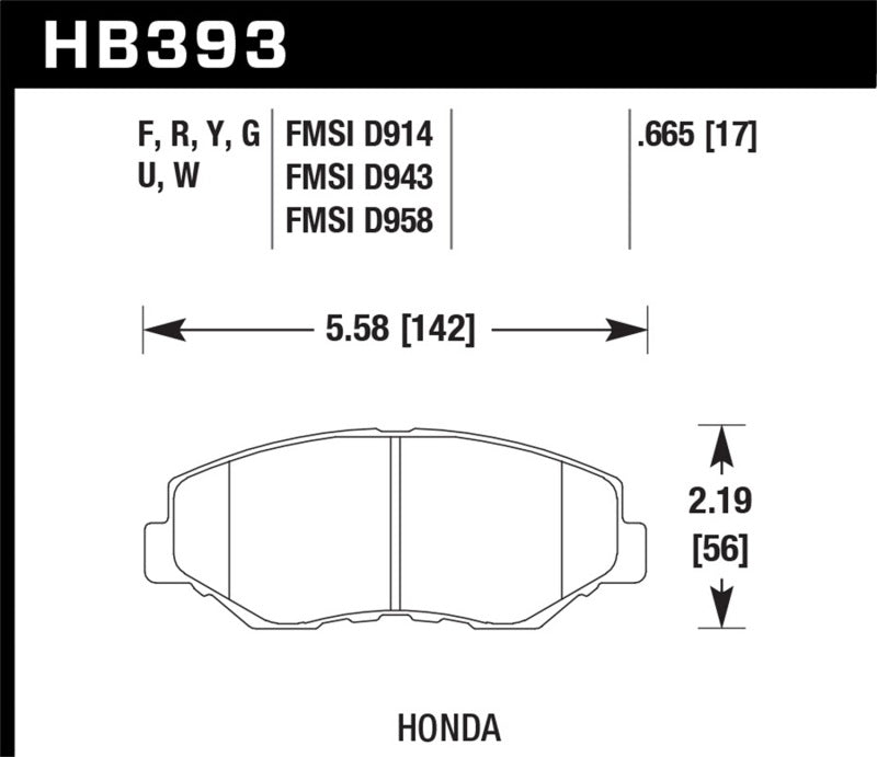 Brake Pads - Racing HAWKHB393G.665 Hawk Performance