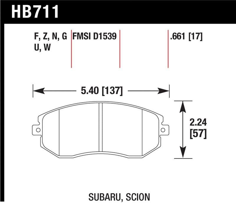 Brake Pads - Performance HAWKHB711Z.661 Hawk