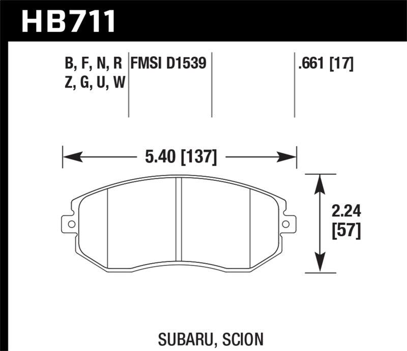 Brake Pads - Performance HAWKHB711Z.661 Hawk
