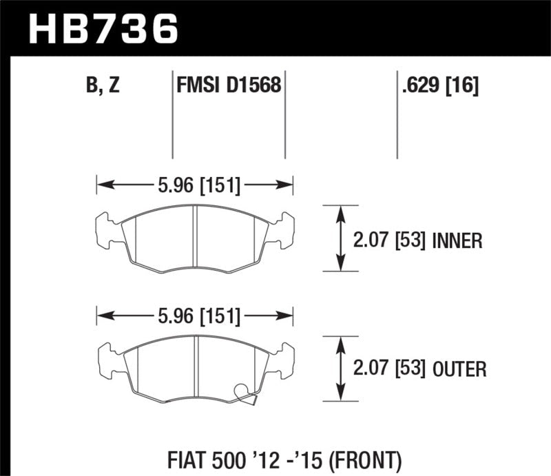 Brake Pads - Racing HAWKHB736D.629 Hawk Performance
