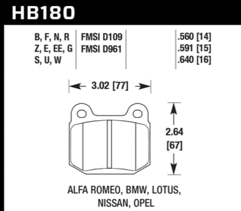Brake Pads - Performance HAWKHB180B.560 Hawk