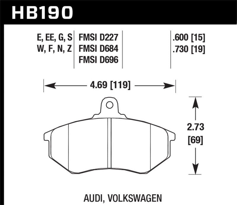 Brake Pads - Racing HAWKHB190D.600 Hawk Performance