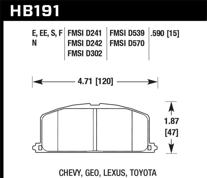 Brake Pads - Racing HAWKHB191D.590 Hawk Performance