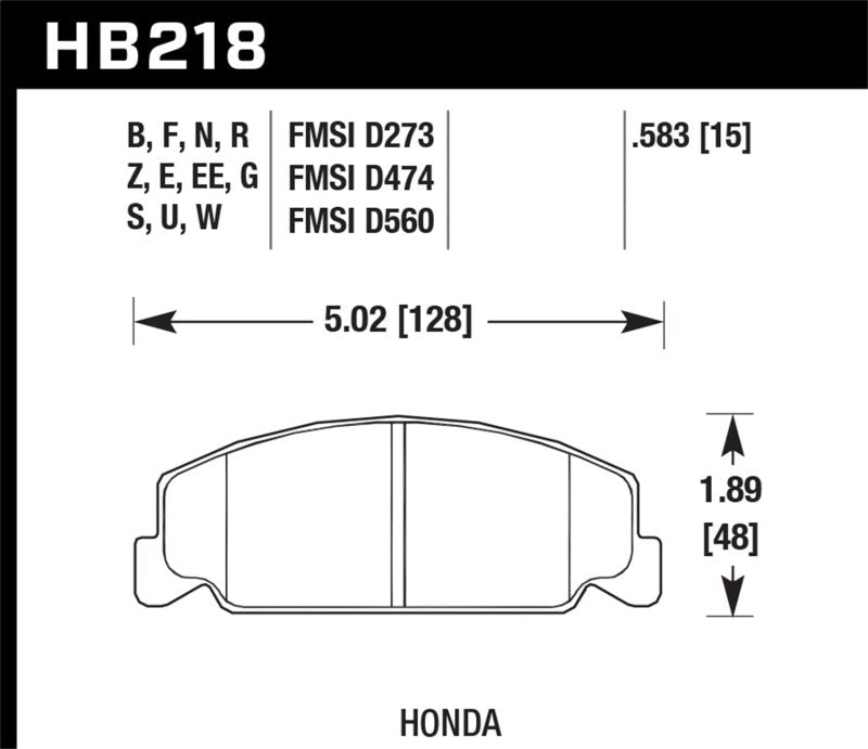Brake Pads - Racing HAWKHB218D.583 Hawk Performance