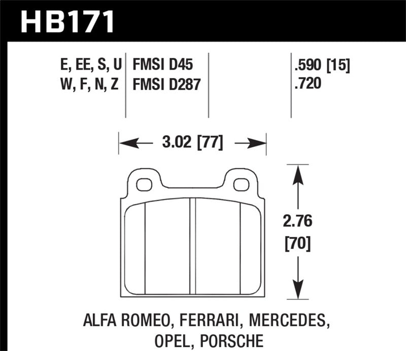 Brake Pads - Racing HAWKHB171D.590 Hawk Performance