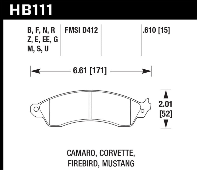 Brake Pads - Racing HAWKHB111D.610 Hawk Performance