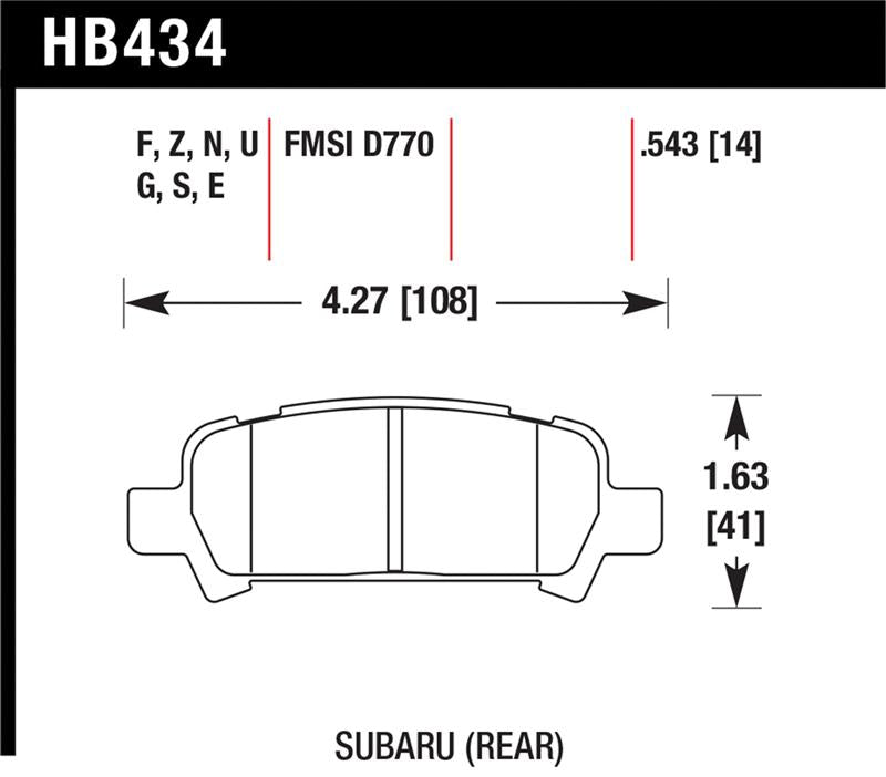 Brake Pads - Performance HAWKHB434B.543 Hawk