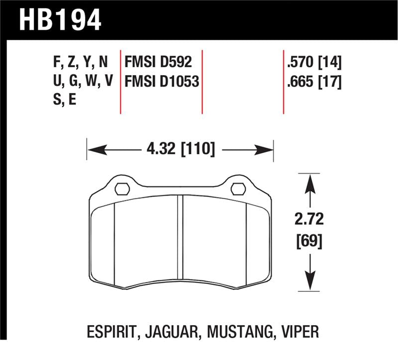 Brake Pads - Performance HAWKHB194B.570 Hawk