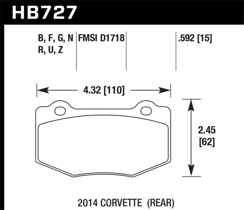 Brake Pads - Racing HAWKHB727G.592 Hawk Performance