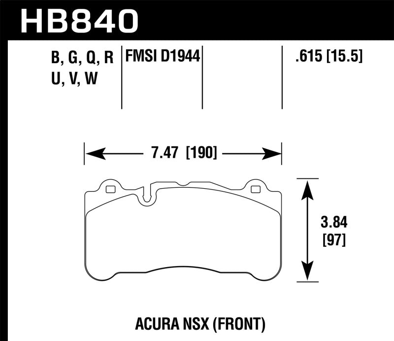 Brake Pads - Racing HAWKHB840G.615 Hawk Performance