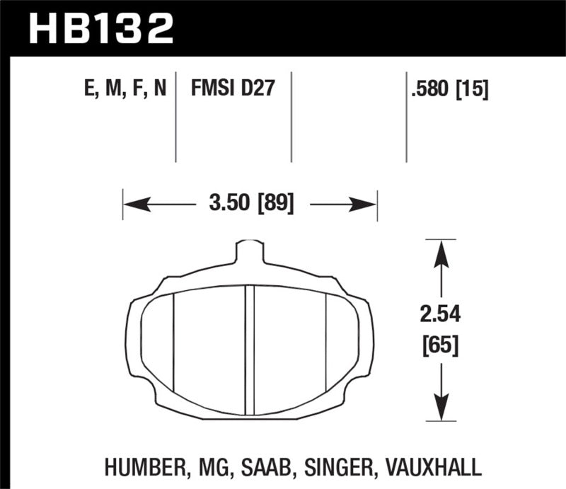 Brake Pads - Racing HAWKHB132D.580 Hawk Performance