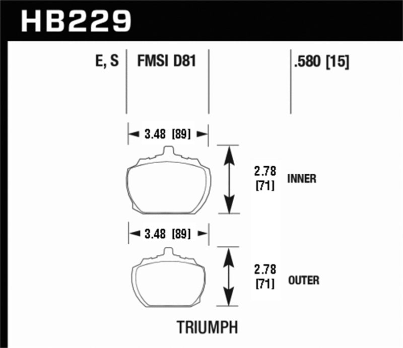 Brake Pads - Racing HAWKHB229D.580 Hawk Performance