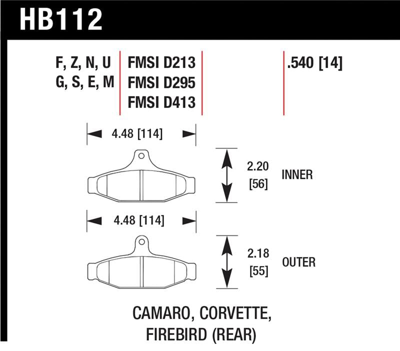Brake Pads - Racing HAWKHB112S.540 Hawk Performance