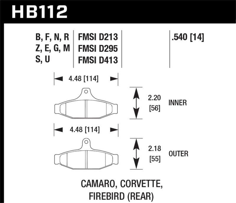Brake Pads - Racing HAWKHB112S.540 Hawk Performance