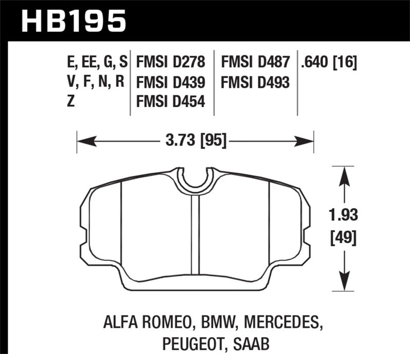 Brake Pads - Racing HAWKHB195D.640 Hawk Performance