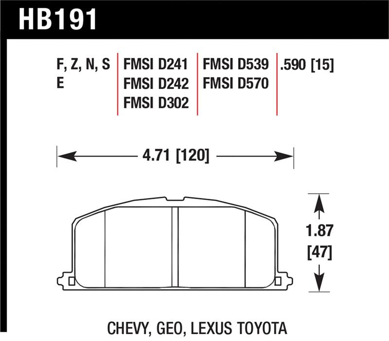 Brake Pads - Racing HAWKHB191E.590 Hawk Performance