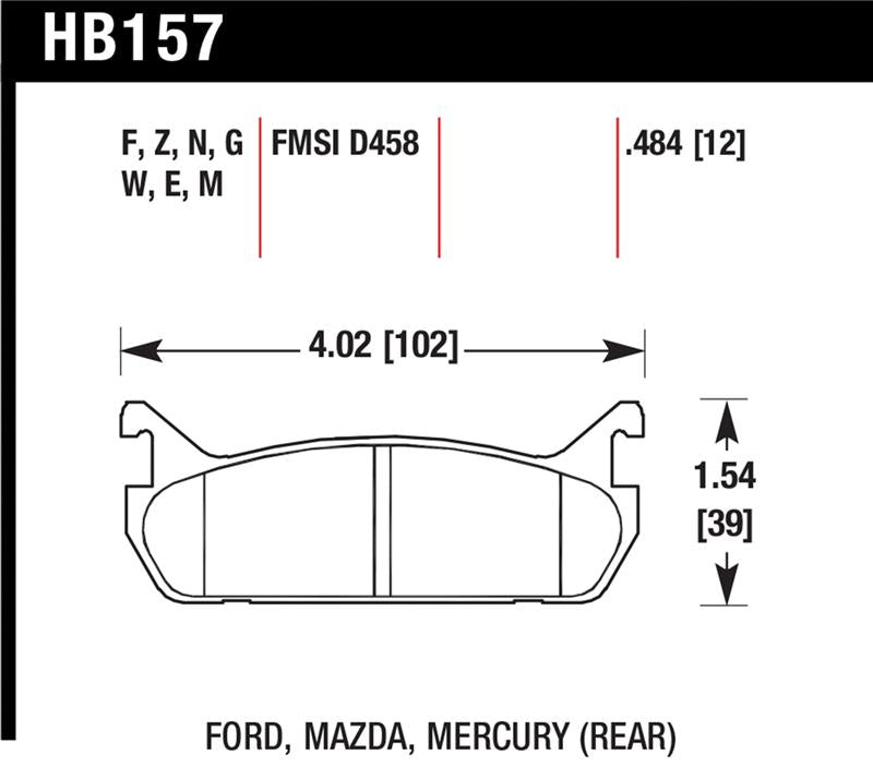 Brake Pads - Racing HAWKHB157E.484 Hawk Performance