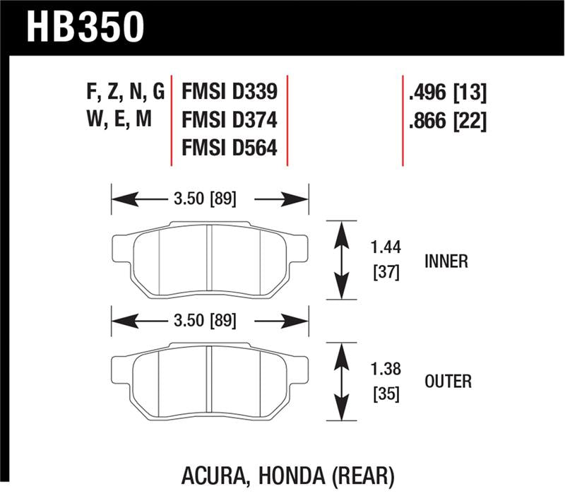 Brake Pads - Racing HAWKHB350E.496 Hawk Performance