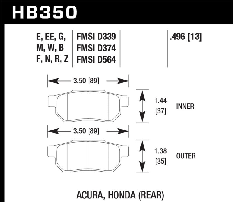 Brake Pads - Performance HAWKHB350F.496 Hawk