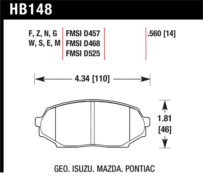 Brake Pads - Racing HAWKHB148W.560 Hawk Performance