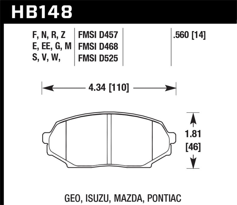 Brake Pads - Performance HAWKHB148B.560 Hawk
