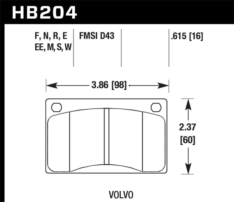 Brake Pads - Racing HAWKHB204D.615 Hawk Performance